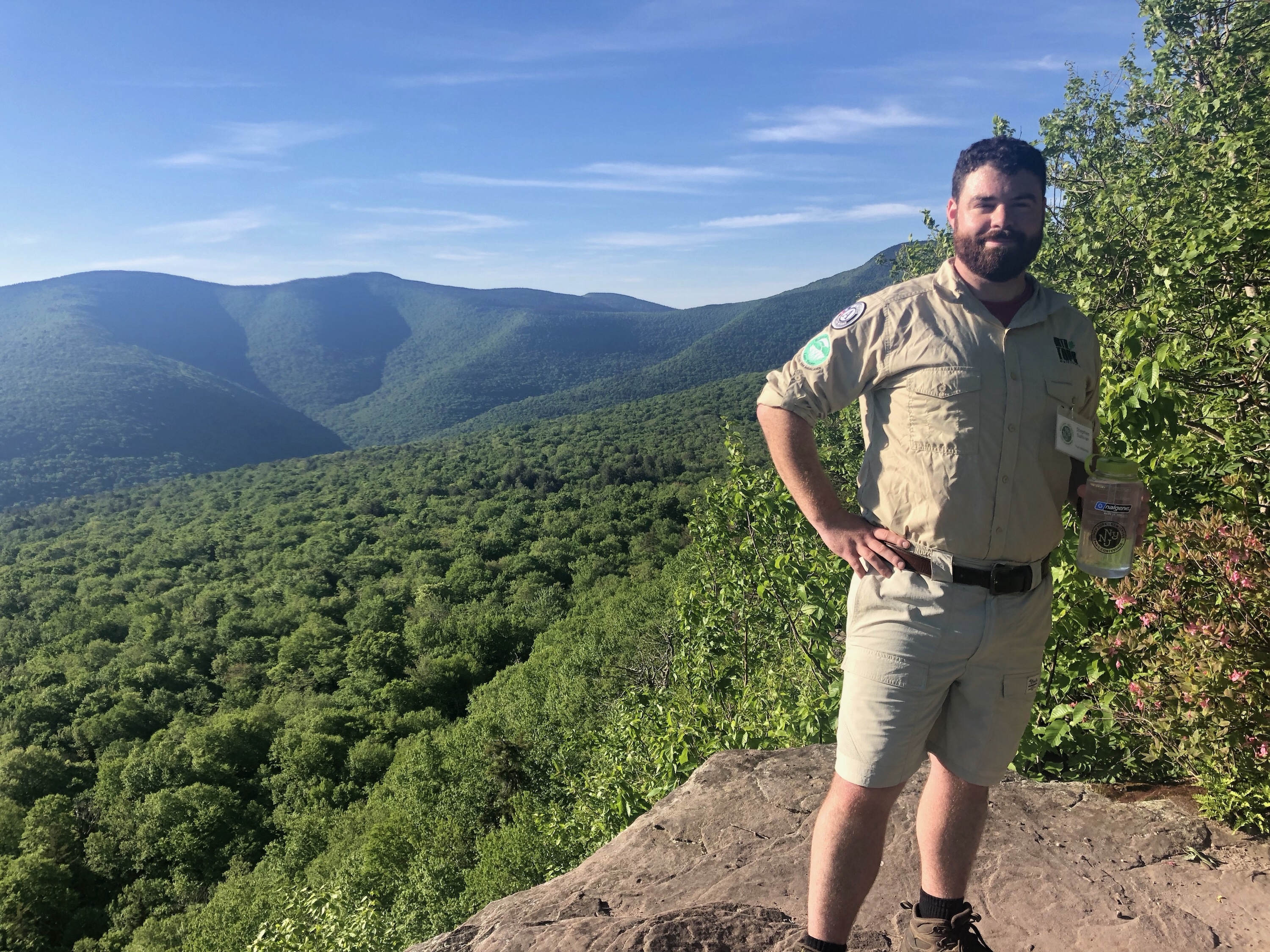 Trail Steward Stephen at the Catskill's Giant Ledge. Photo by Melissa Cascini.