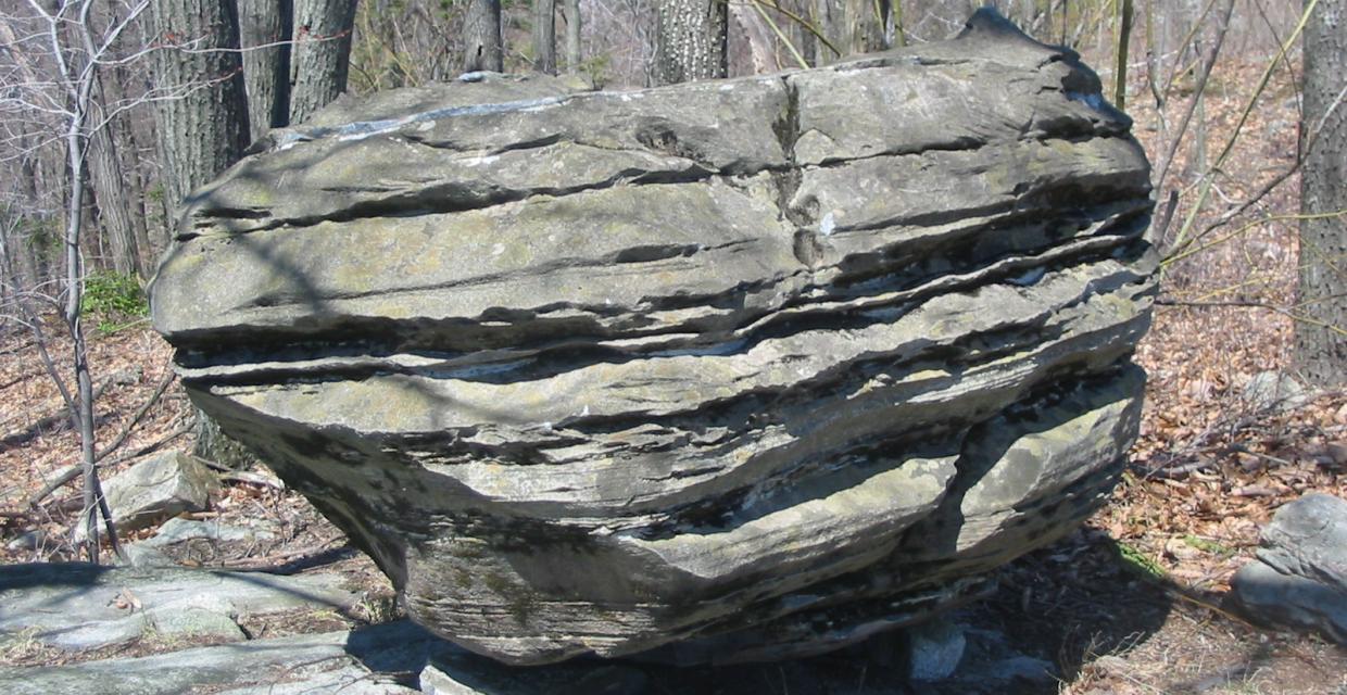 Unusual sandstone glacial erratic along the Summit Trail - Photo by Daniel Chazin