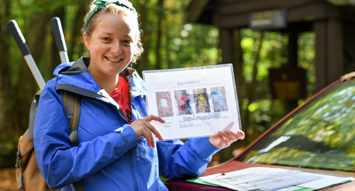 Trail Steward Melissa Teaching TrailMaintenance in the Catskills.