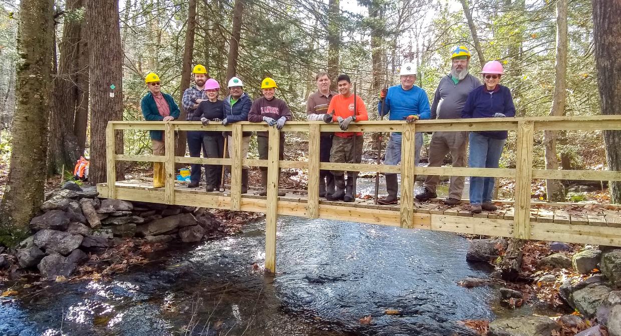 West Jersey Trail Crew works on the Two Brooks Trail in the Pequannock Watershed. Photo by David Day.