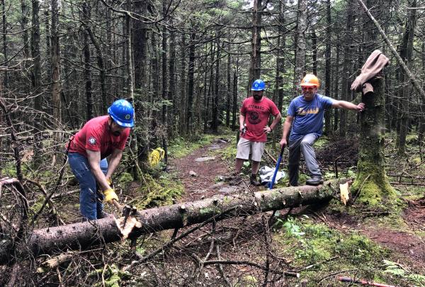 Conservation Corps Trail Stewards provide outreach to trail users and support for volunteers.. Photo by Melissa Cascini.