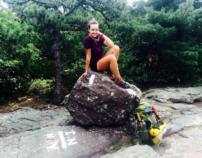 Yuliya / Kremlin on her A.T. Thru-Hike on the N.Y./N.J. Border. Photo by Yuliya Semenova.