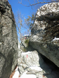 Catfish Loop Trail going through narrow rock passage. Photo by Daniel Chazin.