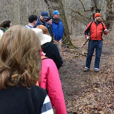 Volunteers learn trail maintenance techniques from NYNJTC's Hank Osborn. Photo by Stancy DuHamel