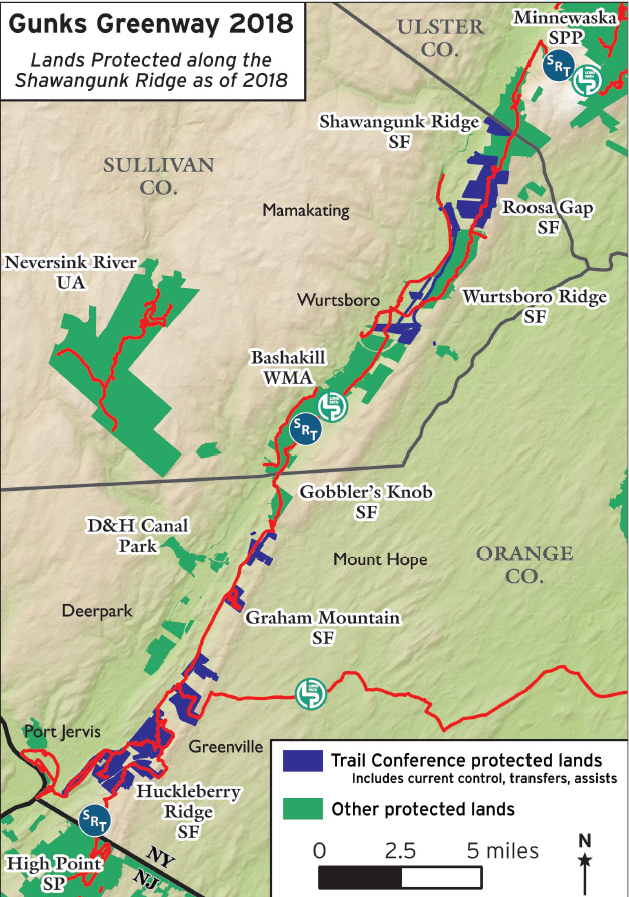 Gunks Greenway 2018. Map by Jeremy Apgar.